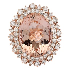 Morganite 14K Rose Gold Diamond Ring