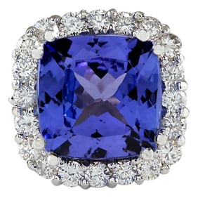 Tanzanite Diamond Ring 14K White Gold