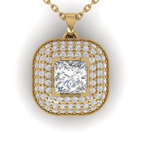1.60 ctw Princess VS/SI Diamond Art Deco Micro Necklace 14k Yellow Gold