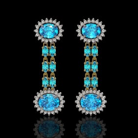9.85 ctw Swiss Topaz & Diamond Earrings 14K Yellow Gold