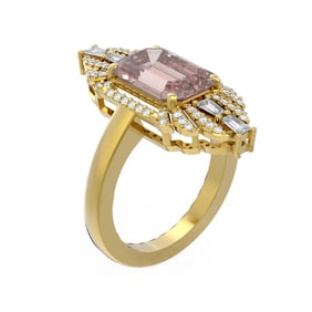 5.49 ctw Morganite & Diamond Ring 18K Yellow Gold