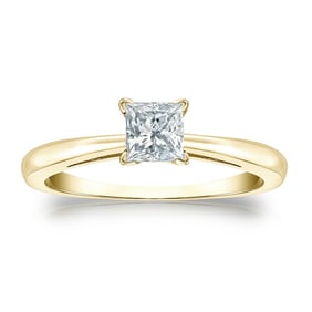 Natural 0.50 CTW Diamond Solitaire Ring 14K Yellow Gold