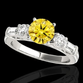 2.5 ctw SI/I Fancy Intense Yellow Diamond Pave Ring 10k White Gold