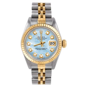 Rolex Ladies Two Tone Datejust Blue