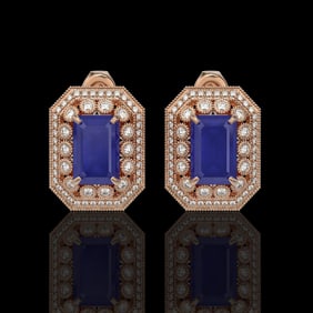 13.75 ctw Sapphire & Diamond Victorian Earrings 14K Rose Gold