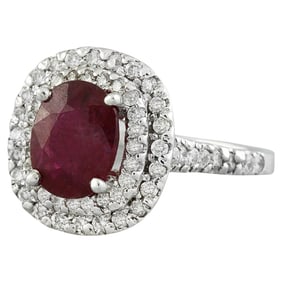 Ruby Diamond Ring 14K White Gold