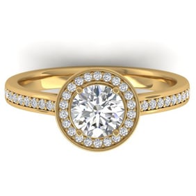 1.1 ctw Certified VS/SI Diamond Micro Halo Ring 14k Yellow Gold