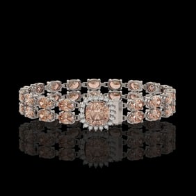 16.93 ctw Morganite & Diamond Bracelet 14K White Gold