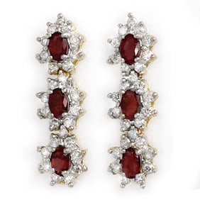 2.81 ctw Ruby & Diamond Earrings 14k Yellow Gold