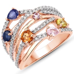 1.51 CT Genuine Multi Sapphire 14K