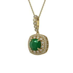 6.58 ctw Certified Emerald & Diamond Victorian Necklace 14K Yellow Gold