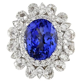 Tanzanite Diamond Ring 14K White Gold