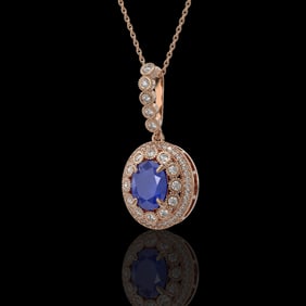 4.67 ctw Sapphire & Diamond Victorian Necklace 14K Rose Gold