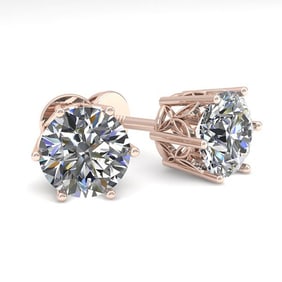 2.0 ctw Certified VS/SI Diamond Stud Earrings 18k Rose Gold