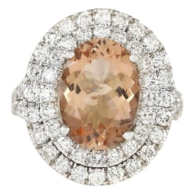 Morganite Diamond Ring 14K White Gold