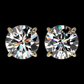 2.50 ctw Certified Quality Diamond Stud Earrings 10k Yellow Gold