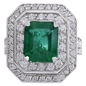 4.59 CTW Emerald 14K White Gold Diamond Ring