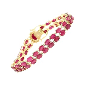 Ruby Diamond Bracelet 14K Yellow Gold