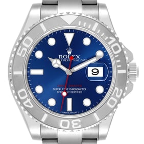Rolex Yachtmaster Steel Platinum Bezel Blue