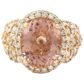 Morganite Diamond Ring 14K Yellow Gold