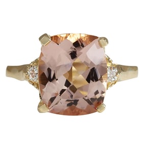 Morganite Diamond Ring 14K Yellow Gold