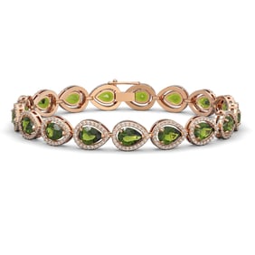 16.93 ctw Tourmaline & Diamond Micro Pave Halo Bracelet 10k Rose Gold