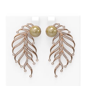 2.1 ctw Diamond & Pearl Earrings 18K Rose Gold