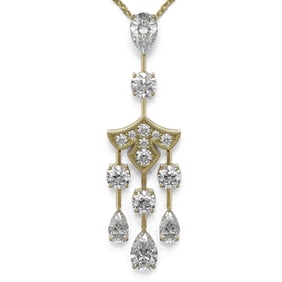 2.75 ctw Pear Cut Diamond Designer Necklace 18K Yellow Gold