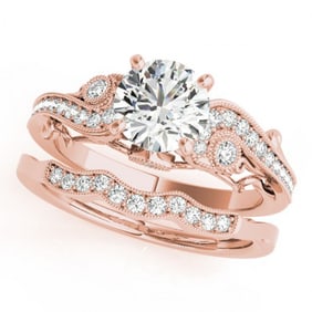 1.32 ctw Certified VS/SI Diamond 2pc Wedding Set Antique 14k Rose Gold