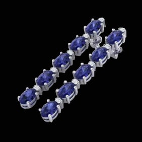 15.47 ctw Tanzanite & VS/SI Certified Diamond Earrings 10k White Gold