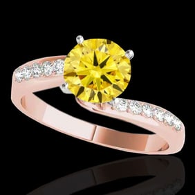 1.4 ctw Certified SI Fancy Yellow Diamond Bypass Ring 10k Rose Gold