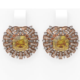 14.01 ctw Canary Citrine & Diamond Earrings 18K Rose Gold