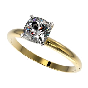 1 ctw Certified VS/SI Quality Cushion Cut Diamond Ring 10k Yellow Gold
