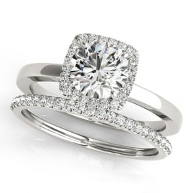 1.08 ctw Certified VS/SI Diamond 2pc Wedding Set Halo 14k White Gold