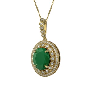 13.75 ctw Emerald & Diamond Victorian Necklace 14K Yellow Gold