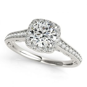 0.9 ctw Certified VS/SI Diamond Halo Ring 18k White Gold