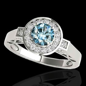 1.75 ctw SI Certified Fancy Blue Diamond Halo Ring 10k White Gold