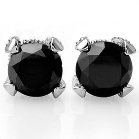 4.0 ctw VS Certified Black & White Diamond Stud Earrings 14k White Gold