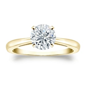 Natural 1.00 CTW Diamond Solitaire Ring 18K Yellow Gold