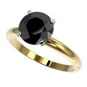 2.50 ctw Fancy Black Diamond Solitaire Engagment Ring 10k Yellow Gold