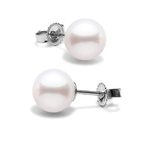 White Pearl Earrings, 7.5-8.0mm