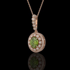 4.22 ctw Tourmaline & Diamond Victorian Necklace 14K Rose Gold