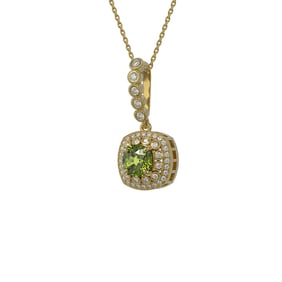 2.25 ctw Tourmaline & Diamond Victorian Necklace 14K Yellow Gold