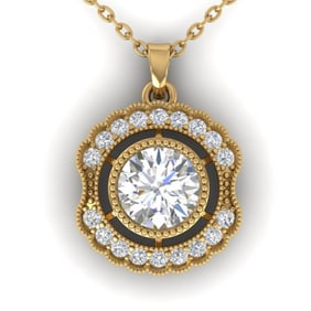 1.02 ctw Certified VS/SI Diamond Art Deco Necklace 14k Yellow Gold