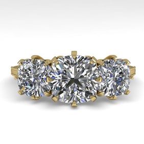 2 ctw Past Present Future VS/SI Cushion Diamond Ring 18k Yellow Gold