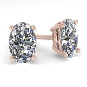 1.0 ctw Oval Cut VS/SI Diamond Stud Designer Earrings 14k Rose Gold