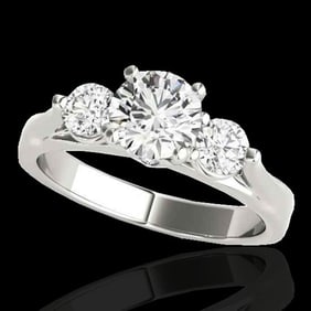 1.50 ctw Certified Diamond 3 Stone Ring 10k White Gold