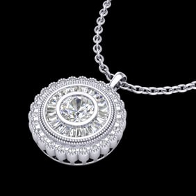 2.11 ctw VS/SI Diamond Solitaire Art Deco Stud Necklace 18k White Gold