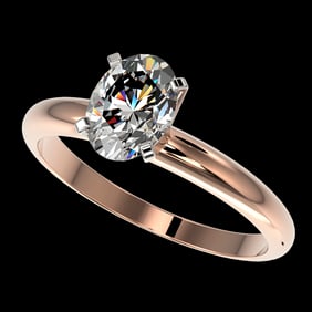 1.25 ctw Certified VS/SI Quality Oval Diamond Ring 10k Rose Gold