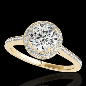 2.03 ctw Certified Diamond Solitaire Halo Ring 10k Yellow Gold